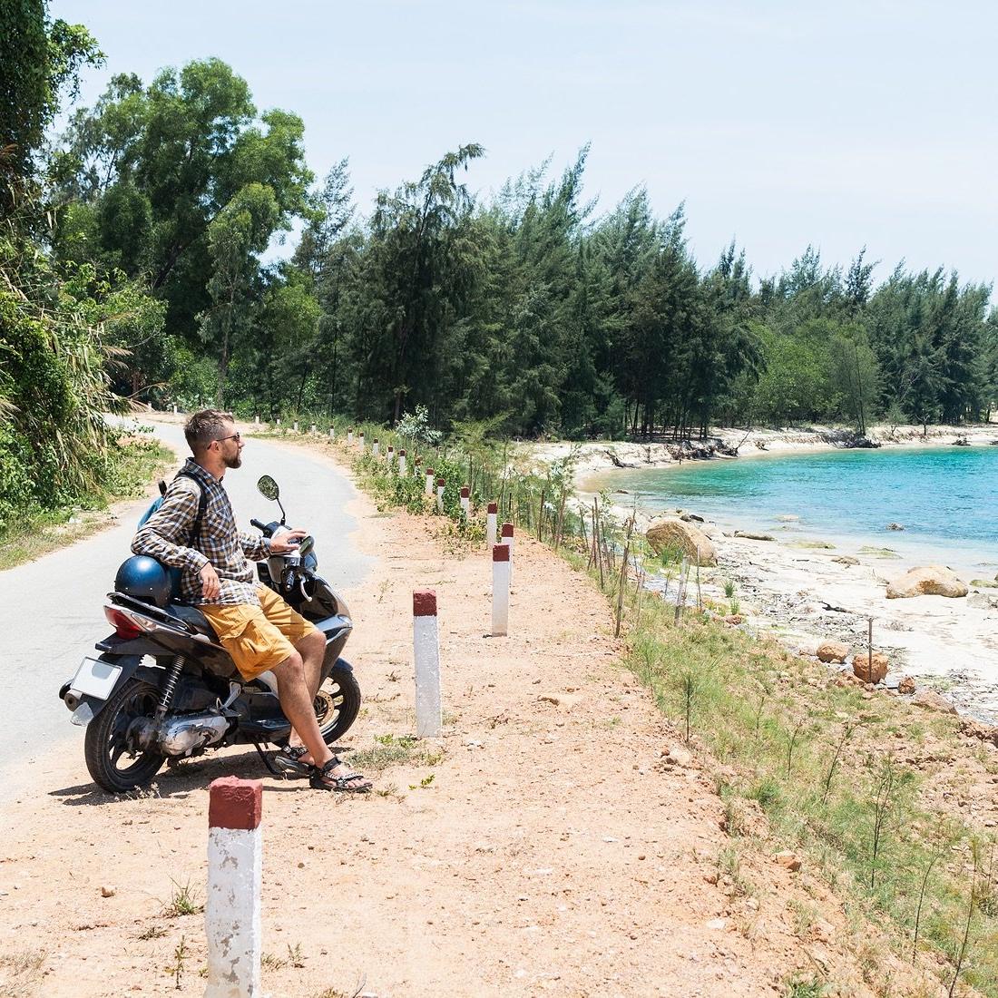 Arbor customer with motorcycle.